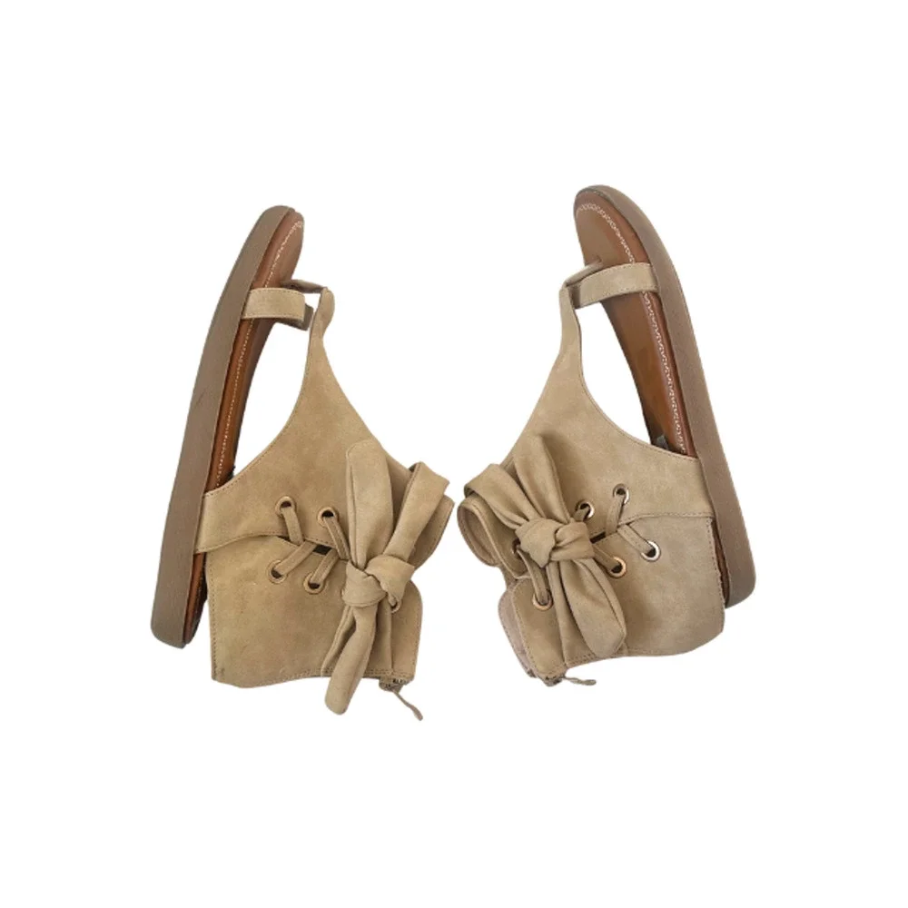 2 Lips Too Too Chi Sandals Wedge Faux Leather Natural Women’s Size 8
